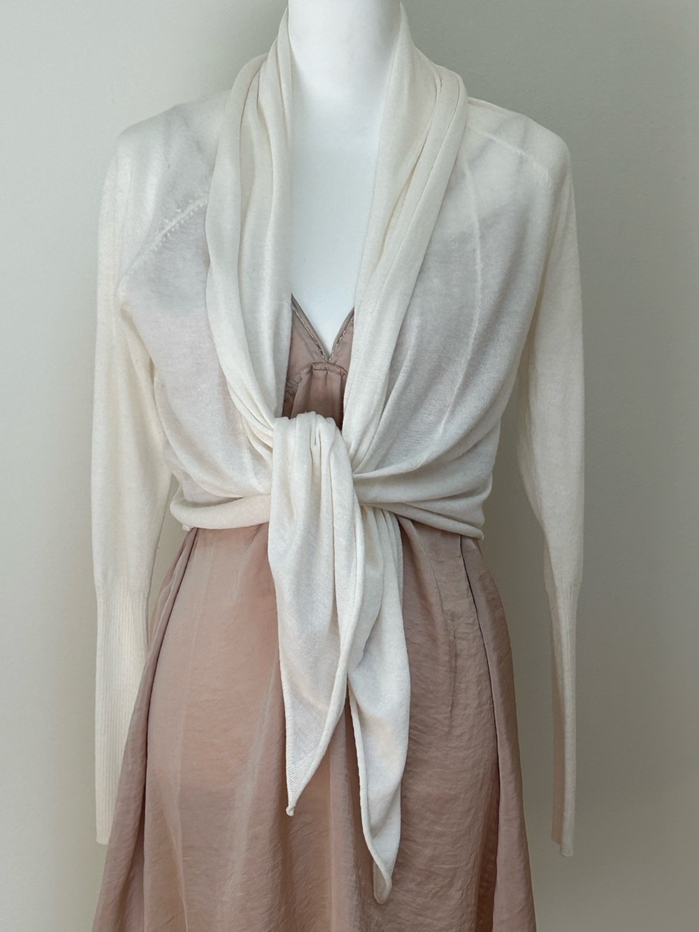 SOMA Lightweight White Tie-Front Cardigan